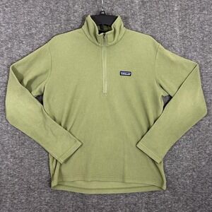 Patagonia Jacket 1/4 Micro D Men Small Logo Olive Army Green Fleece Gorpcore